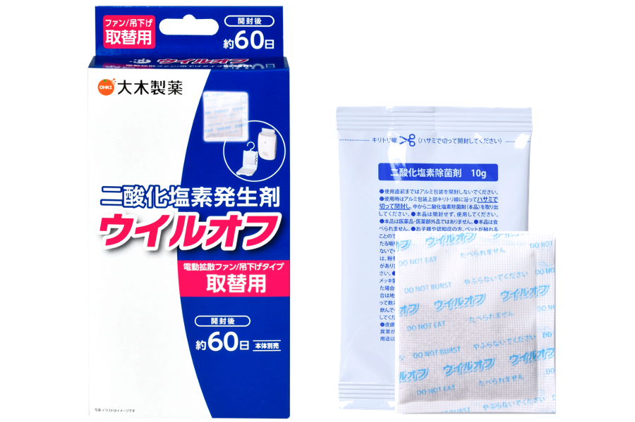 定番キャンバス 大木製薬 ウイルオフ 置き型電動ファン ６０日用ウイルス除去除菌消臭 １個 <br>